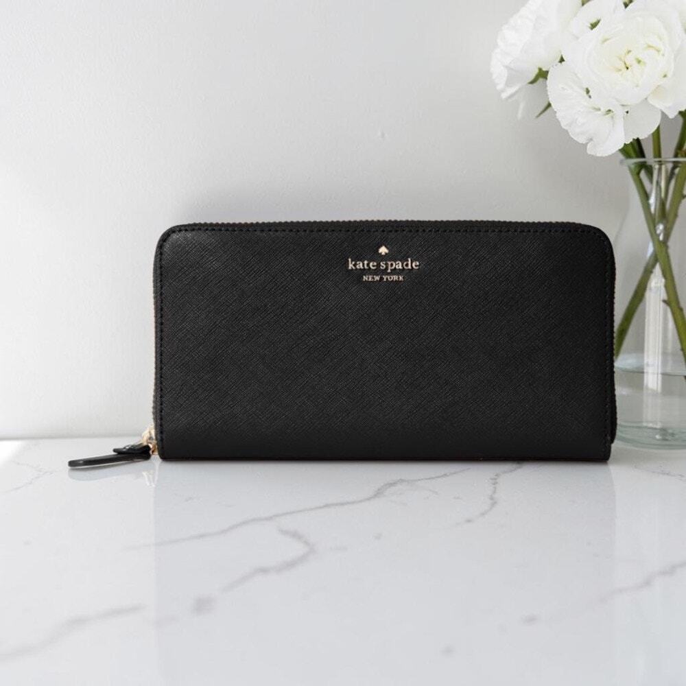 Kate Spade Laurel Way Neda Large Wallet Black Leather WLRU6061 NWT